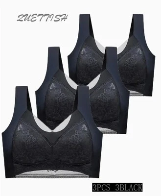 3pcs Plus Size Seamless Ice Silk Lingerie Set Ultra Comfortable Full Coverage 2X - Image 1 of 2