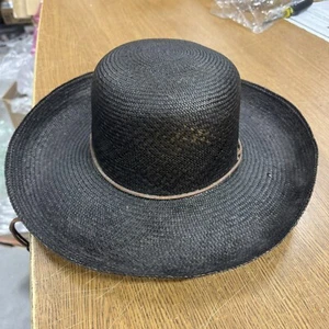 PRE-OWNED TOUCAN N.Y. LOS ANGELES BLACK WIDE BRIM STRAW DRESSY WOMEN'S HAT - LN - Picture 1 of 5