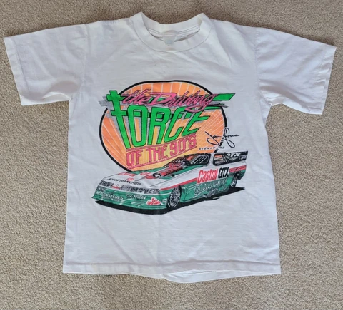 1990's John Force "The Driving Force Of The 90's" Castrol Olds FC Small Shirt Cover