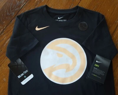 NWT New Youth Boy's Small Atlanta Hawks Nike Black Dri-Fit T-shirt    - Image 1 of 3