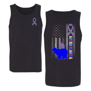 Autism Awareness Grandpa Bear Puzzle Autism Ribbon Mens Tank Top - Picture 1 of 6