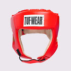 Tuf Wear Leather Open Face Boxing Protective Sparring Headguard Headgear Red