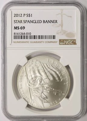 2012-P $1 Star Spangled Banner Commemorative Silver Dollar NGC MS69 - Image 1 of 2