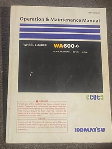 Komatsu WA600-6 Operation & Maintenance Manual TEN00296-01 - Bild 1 von 2