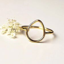 Trendy Tear Drop Shape Gold plated Ring Dainty and Tiny Wire Statement