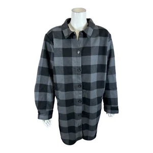 Joan Rivers Buffalo Check Jacket With Fleece Lining Grey Black XX-Small Size - Picture 1 of 2