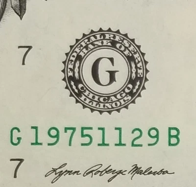 Birthday Anniversary Dollar November 29, 1975 Fancy Serial Number US $1 2021 G B - Image 1 of 4