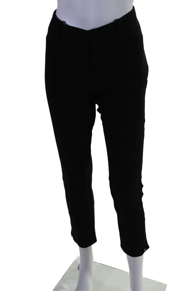 Elie Tahari Womens Zipped Ankle Straight Leg Stitch Detailed Pants Black Size 8 - Image 1 of 4