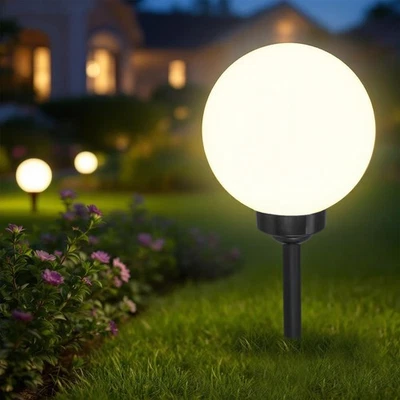 LED Solar Kugel Leuchte mit Erdspeiß verstellbar - 20cm - Garten Lampe warm weiß - Bild 1 von 4
