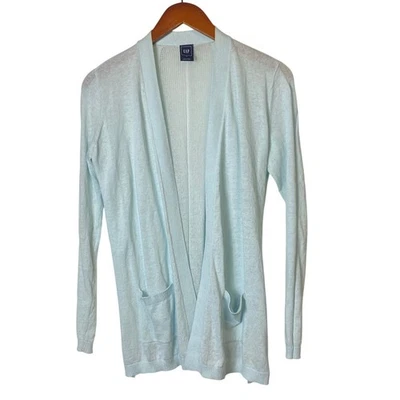 Gap Mint Blue Green Linen Blend Long Sleeve Open Cardigan Women's Size X-Small  - Image 1 of 4