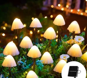 Solar Outdoor Decorative Mini-Mushroom Lights - Set of Warm Solar White 1.0 - Picture 1 of 7