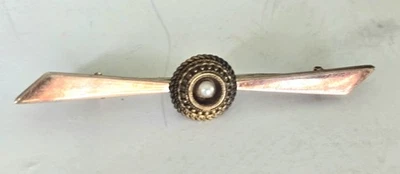 10K Solid Yellow Gold W/ Pearl  Mens Tie Clip Bar 2.5 Grms Vintage - Image 1 of 4