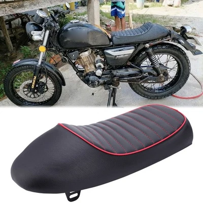 Motorcycle Cafe Racer Seat Flat Brat & Hump Saddle For Honda CB Suzuki Yamaha - Image 1 of 4