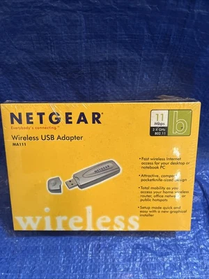 Netgear Wireless PC USB Adapter MA111 v2 802.11b 11Mbps 2.4GHz WiFi - New - Image 1 of 2