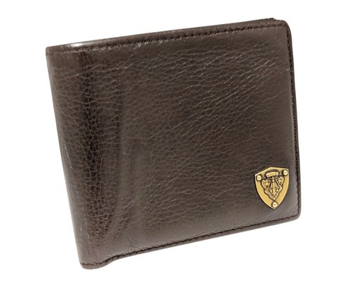 Gucci Portafoglio Bif Uomo Pelle Marrone Crest Cappotto Scuro