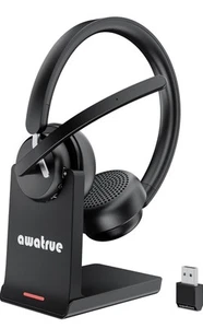 Wireless Headset, Bluetooth Headset with AI Noise Cancelling Microphone & Charge - Photo 1/7