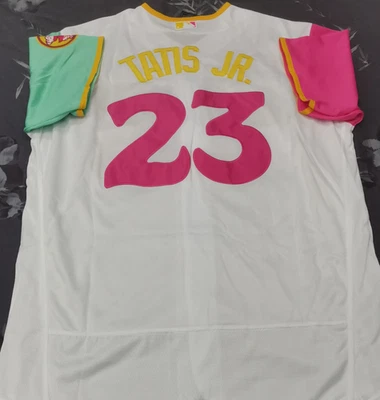 Fernando Tatis Jr. #23 Padres City White Flex Base Sewn Stitched Jersey.