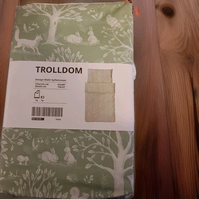 2pc Trolldom Ikea DUVET & Case Set: Woodland Forest Toddler 43"x49" Bunnies - Image 1 of 2