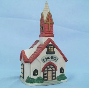 CHURCH Candle Holder Ceramic Village Handcrafted Steeple Christianity NICE! - Picture 1 of 6