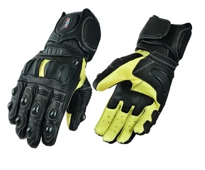 Mens Genuine Leather Motorcycle Motorbike Knuckle SPS Protection Racing Gloves - Picture 1 of 6
