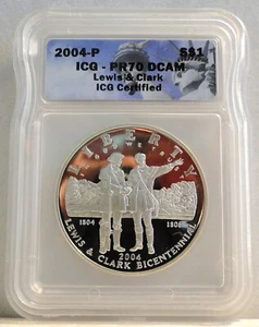 2004-P $1 Lewis & Clark Commemorative Silver Proof Dollar ICG PF70 PR70 DCAM - Picture 1 of 3