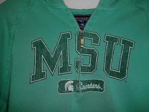 Jansport MSU Michigan State SPARTANS Hooded Sweatshirt Sz XL Women's Raw Edges - Picture 1 of 11