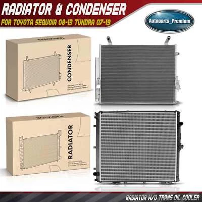 Kit de radiador y condensador de aire acondicionado de 2 piezas para Toyota Sequoia 2008-2013 Tundra 2007-2019 Foto 1 de 4