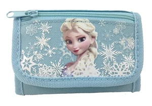 Disney Frozen Kids Girls Tri-Fold Wallet Coin Purse Bag Elsa [Blue] - Picture 1 of 3