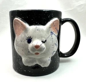 Tazza da caffè gatto in ceramica nera con figura maculata bianca 14 oz. - Foto 1 di 7