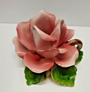 Capodimonte Rose Flower Petal Taper Candle Holder Made in Italy - Picture 1 of 17