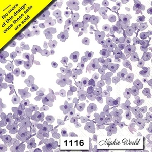 (1116) TWO Paper Luncheon Decoupage Art Craft Napkins - WATERCOLOR BLOOMS LILAC - Picture 1 of 4