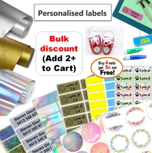 Vinyl Personalised Name Labels Pencil Stickers Childcare Kids Waterproof custom - Picture 1 of 41
