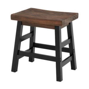 Alaterre Furniture Bar Stool 20? Backless Reclaimed w/ Metal Legs Wood Brown - Picture 1 of 9