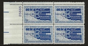 US Scott #1092, Plate Block #25685 1957 Oklahoma 3c FVF MNH Upper Left - Picture 1 of 1