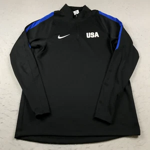 United States Soccer Jacket Mens Large Black Blue Nike 1/4 Quarter Zip Warm Up - Picture 1 of 9
