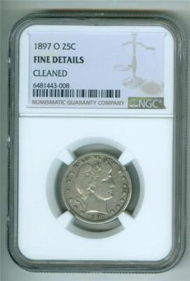 U.S. 1897-O BARBER QUARTER NGC FINE DETAILS CLEANED - Image 1 of 2