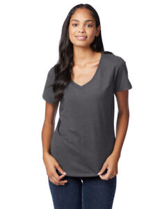 Hanes S04V Womens Short Sleeve 100% Ringspun Cotton Perfect-T V-Neck T-Shirt