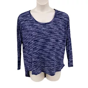 Top tejido Ambiance para mujer azul plateado a rayas talla 1XL manga larga escote redondo - Imagen 1 de 12