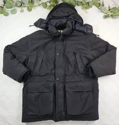Eddie Bauer Men's Black Puffer Down Long Coat Size L Gore Tex - Image 1 of 4