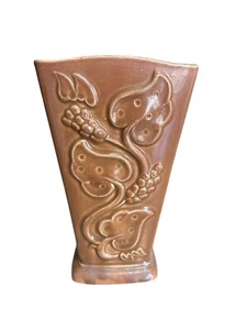 Jarrón Red Wing Pottery EE. UU. marrón cerámica Tropicana 9” MCM - Imagen 1 de 6