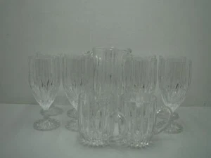 Vertical Cut Crystal Water Pitcher 8 Goblets and 2 Mugs VERY PRETTY - Picture 1 of 5