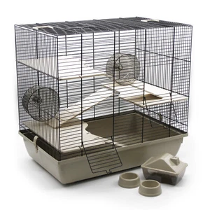 Nagerkäfig Hamsterkäfig XXL Zubehör beige/schwarz 60x36x54cm Maus Kleintiere - Bild 1 von 8
