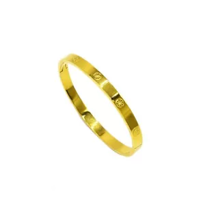 Brazalete redondo sólido relleno de oro real en capas de 18 K - Imagen 1 de 5