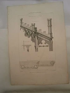Planche gravure mobilier d'église paroissial St Denis Détail de l'abat voix - Picture 1 of 1