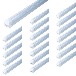 10PCS T8 8FT integrated LED Tube Light Bulbs 100W LED Shop Light Fixtures 6000K - Picture 1 of 8