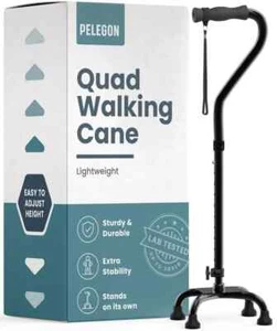 Pelegon Cuádruple Bastón (300 lb) - Bastón Ajustable para Caminar con un Grande 4 Puntas B... - Imagen 1 de 5
