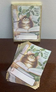 Antioch Book Plates Mouse Reading a Book - 46 Unused Plates in Original Box - Picture 1 of 3