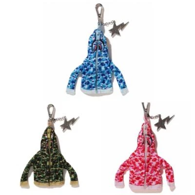 A BATHING APE SHARK FULL ZIP HOODIE KEYCHAIN ABC CAMO ~ BAPE Japan - Image 1 of 4