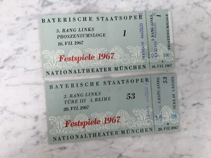 2 VECCHI TICKETES BAYERISCHE STAATSOPER NATIONALTHEATER MUNICH 1967 OLD TICKET - Picture 1 of 2