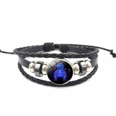 Damen Herren Surferarmband Sternzeichen Skorpion Blau Geschenk Bracelet Chunk - Bild 1 von 4